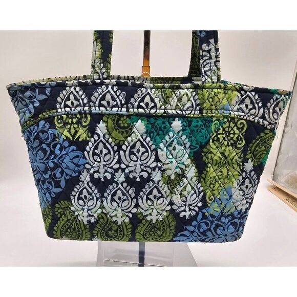 Vera Bradley Quilted Tote Bag - Blue & Green Paisley Pattern - Shoulder Straps - - Picture 5 of 8